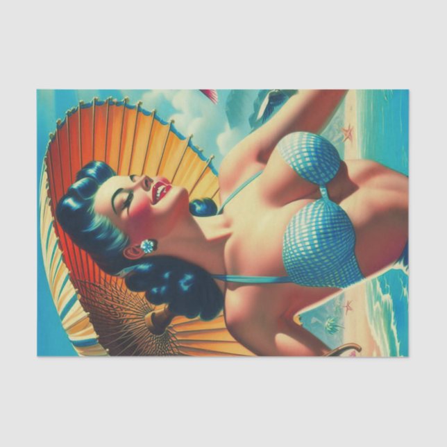 Vintage Bikini Pin-up Tissue Paper (Front)