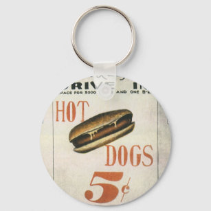 Vintage Billboard, Worlds Largest Drive In Hotdogs Key Ring