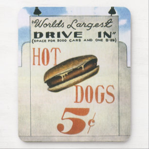 Vintage Billboard, Worlds Largest Drive In Hotdogs Mouse Pad