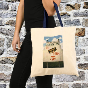 Vintage Billboard, Worlds Largest Drive In Hotdogs Tote Bag