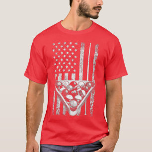 Vintage Billiard American Flag Pool Player T-Shirt