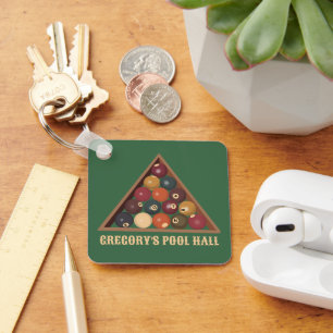 Vintage Billiard Balls Custom Pool Table Themed Key Ring