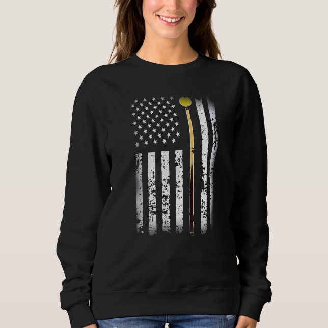 Vintage Billiards Pool Player Table  American Flag Sweatshirt (Front)