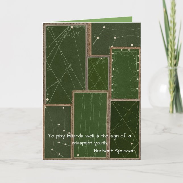 Vintage Billiards Table Pool Player Antique Card (Front)