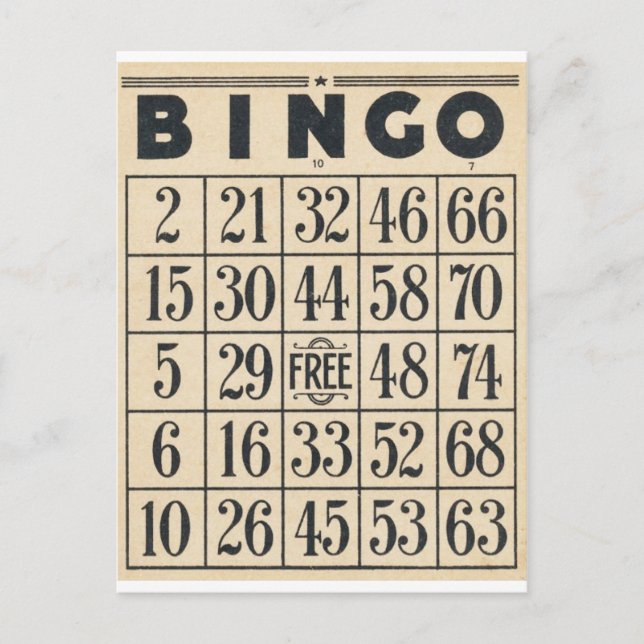 Vintage Bingo Card (Front)