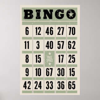 Vintage Bingo Card – Retro Game Room Wall Art Prin