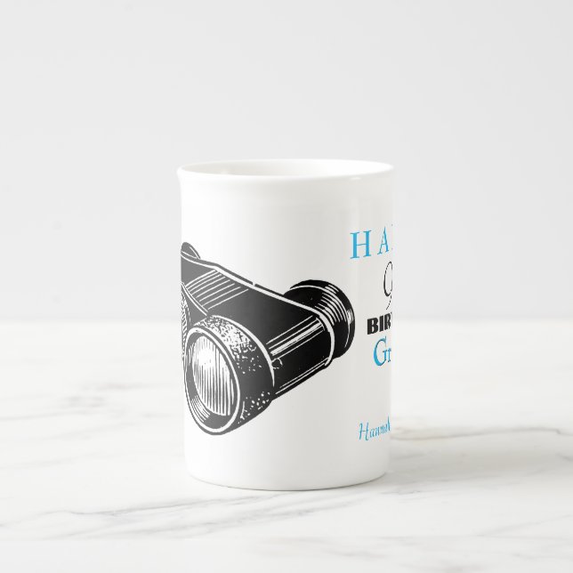Vintage Binoculars 90th Birthday personalised Mug (Front)