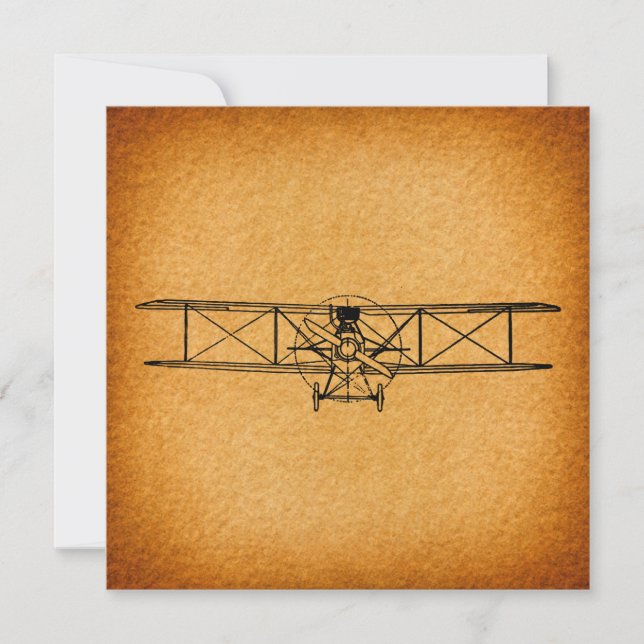 Vintage Biplane Antique Aeroplane Aviation Art Holiday Card (Front)