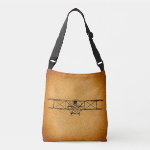 Vintage Biplane Antique Airplane Aviation Art Crossbody Bag