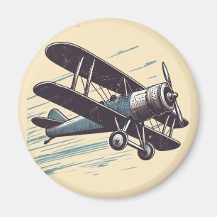 Vintage Biplane Aviator Magnet