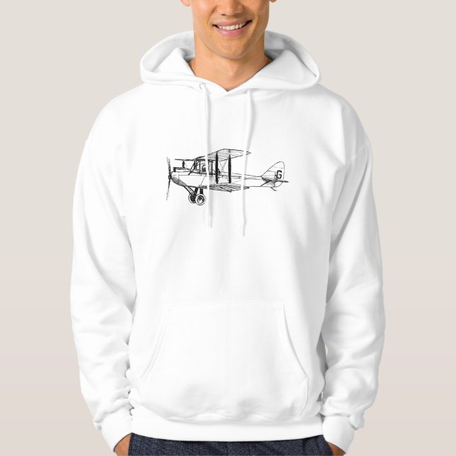 Vintage Biplane - Black Hoodie (Front)