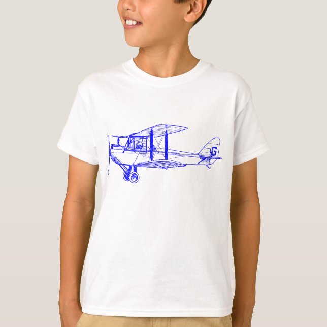 Vintage Biplane - Blue T-Shirt (Front)