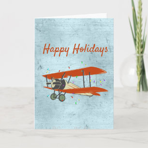 Vintage Biplane Christmas Card