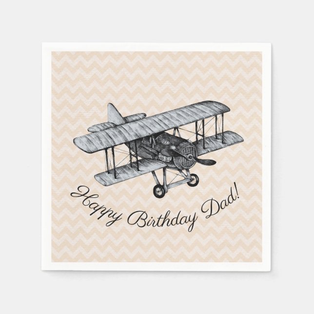 Vintage Biplane Customisable Napkin (Front)