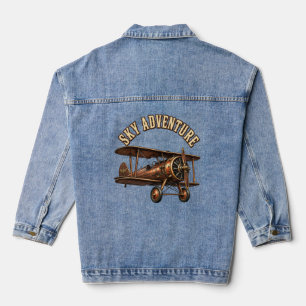 Vintage biplane. denim jacket