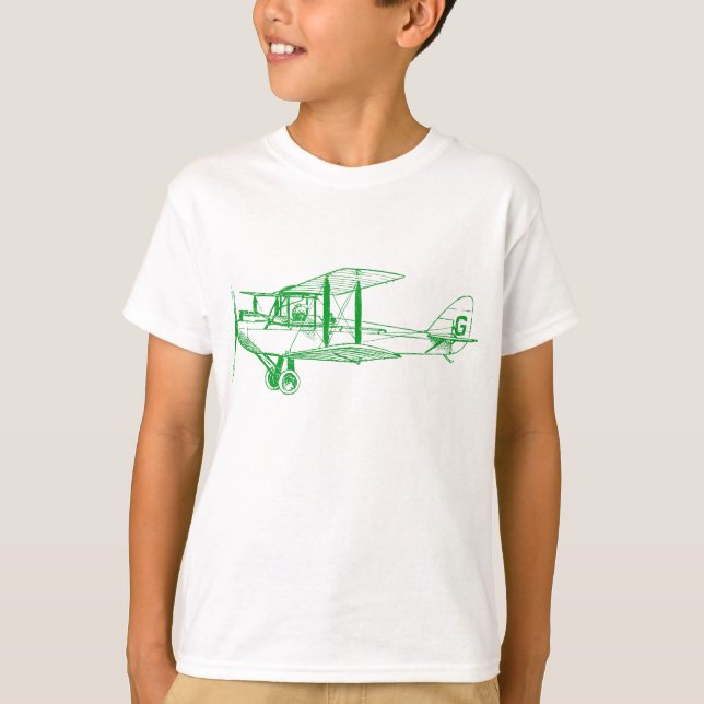 Vintage Biplane - Grass Green T-Shirt (Front)
