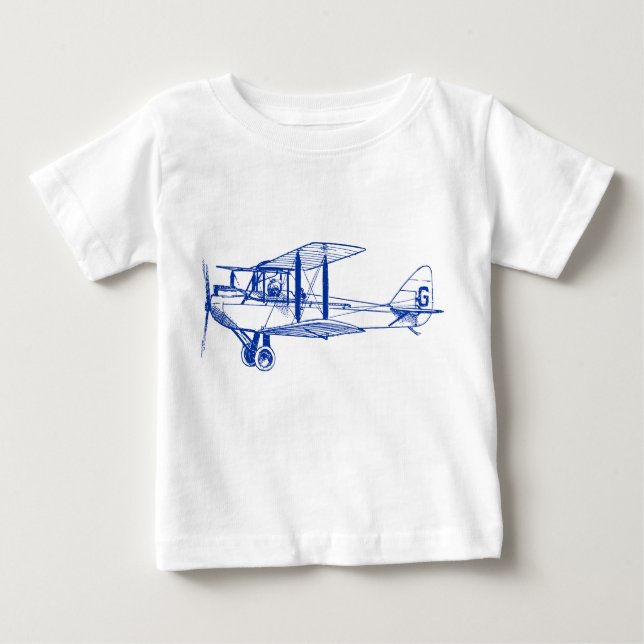 Vintage Biplane - Navy Blue Baby T-Shirt (Front)