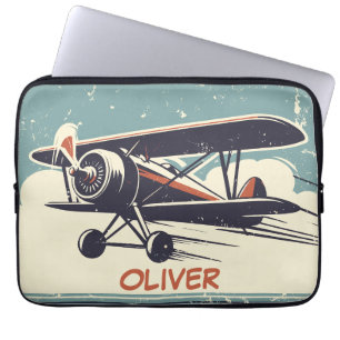 Vintage Biplane Personalised Laptop Sleeve