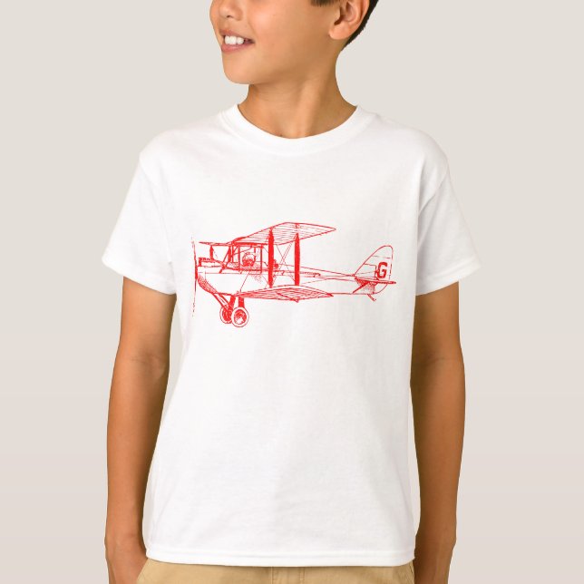 Vintage Biplane - Red T-Shirt (Front)
