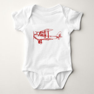 Vintage Biplane - Ruby Red Baby Bodysuit