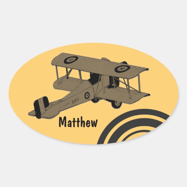 Vintage biplane toy sticker (Front)