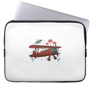 Vintage Biplane UFO Tropical Travel Shirt Design_1 Laptop Sleeve