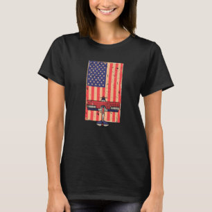 Vintage Biplane USA Flag Pilot Aeroplane 8 T-Shirt
