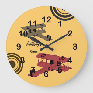Vintage biplanes clock