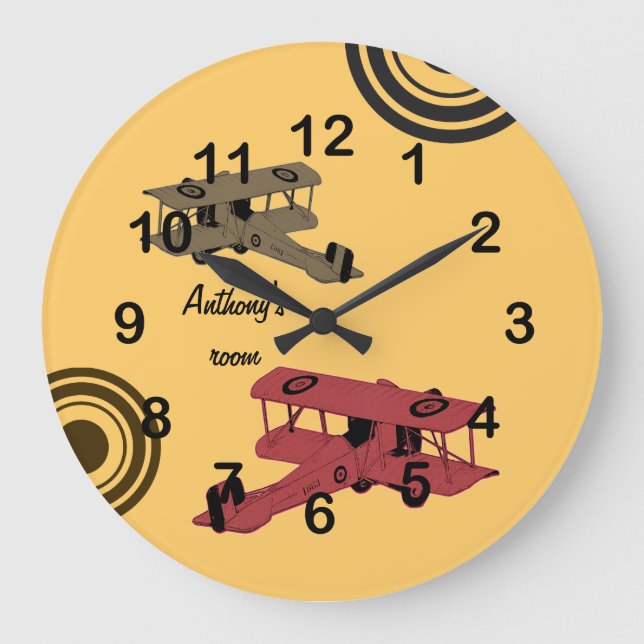 Vintage biplanes clock (Front)