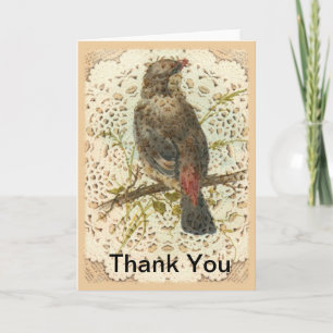 Vintage Bird and Doilie, Thank You Card