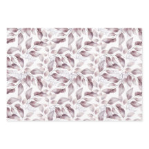 Vintage Bird and Dusty Mauve, Purple, Pink Leaves