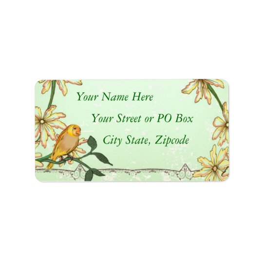 Vintage Bird and Flower Address Label