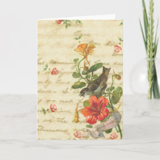Vintage Bird Birthday Blessing Card