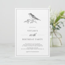 Vintage Bird Black And White 60th Birthday