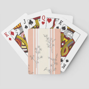 Vintage Bird Blossom Toile Stripe (14) Playing Cards