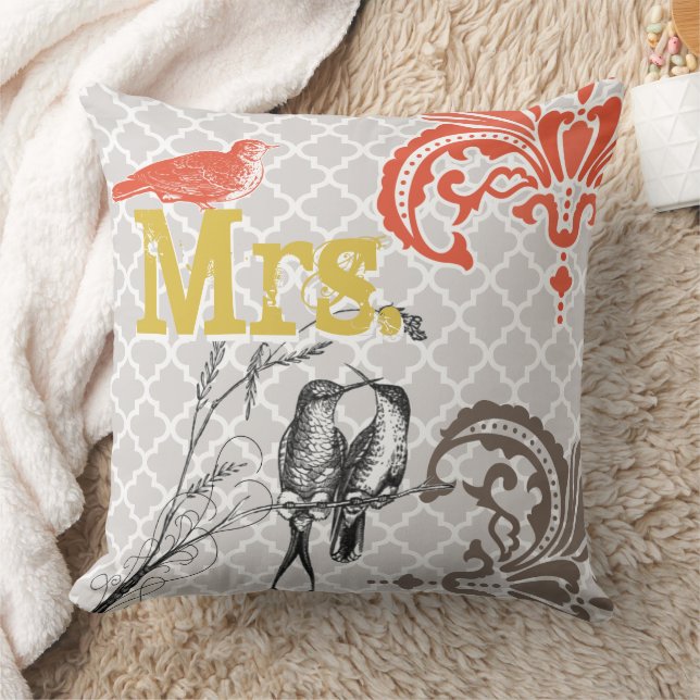 Vintage Bird Brides Pillow Monogram Tile Pattern (Blanket)