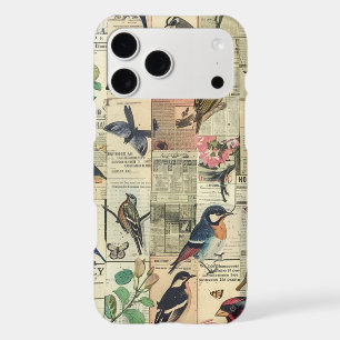 Vintage Bird Butterfly Newspaper Botanical