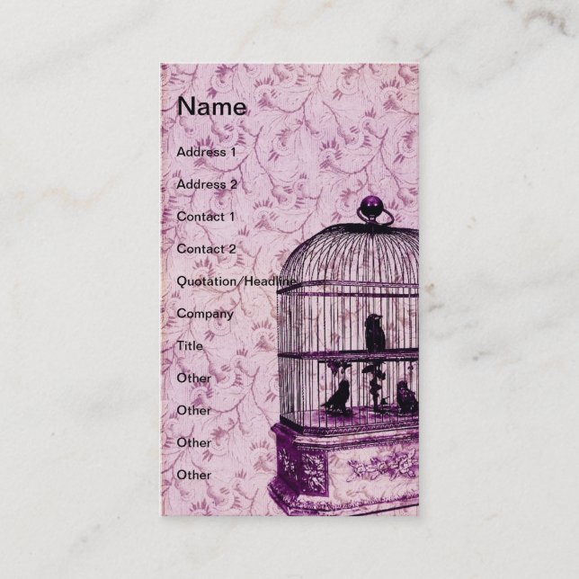 Vintage Bird Cage Business Card (Front)
