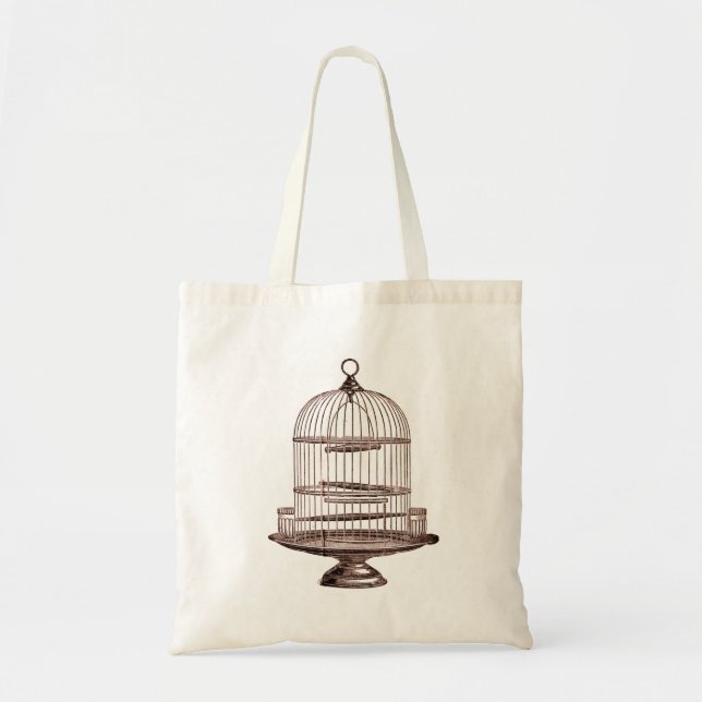 Vintage Bird Cage Tote Bag (Front)