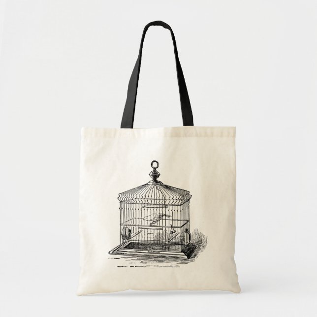 Vintage Bird Cage Tote Bag (Front)