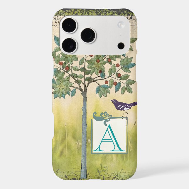 Vintage Bird Cherry Tree Monogram (Back)