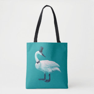 Vintage Bird Chic: Gentleman in Bow Tie Top Hat Tote Bag