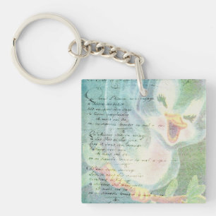 Vintage Bird Collage Key Ring