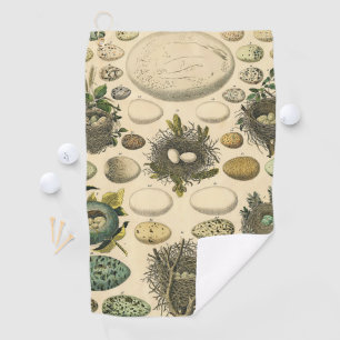 Vintage Bird Egg Nest Art Painting Natural History Golf Towel