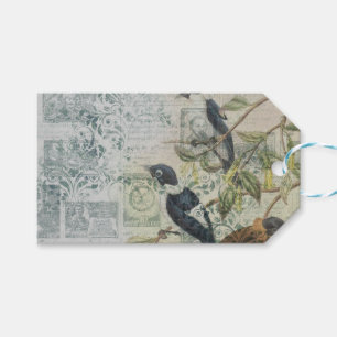 Vintage Bird Ephemera Decoupage Large Gift Bag Tags