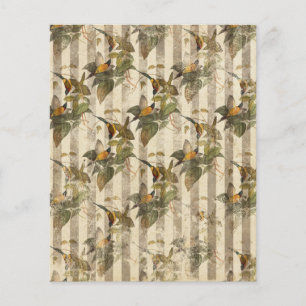 Vintage Bird Ephemera Scrapbook Paper Sheet