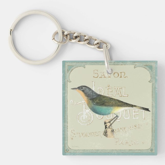 Vintage Bird Facing the Left Key Ring (Front)