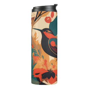 Vintage bird floral leaves #2 thermal tumbler