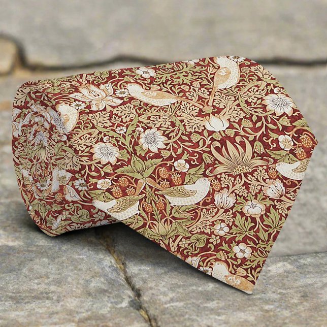 Vintage Bird Flower Strawberry Christmas Pattern Tie (Creator Uploaded)