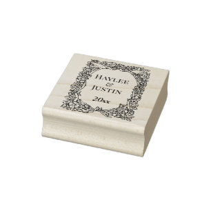 Vintage Bird & Flowers Wreath Wedding, Anniversary Rubber Stamp